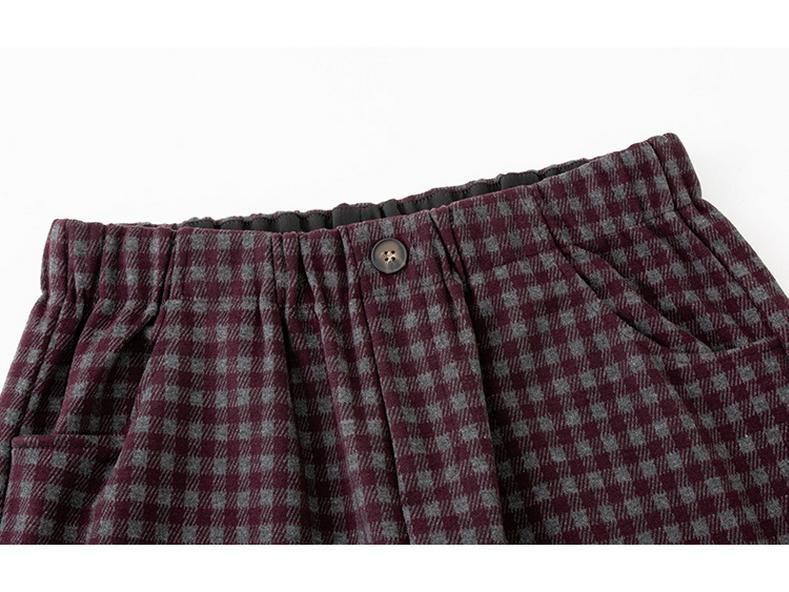 Plus Size Women's High-Waisted Retro Plaid Wide-Leg Cropped Pants NK1287