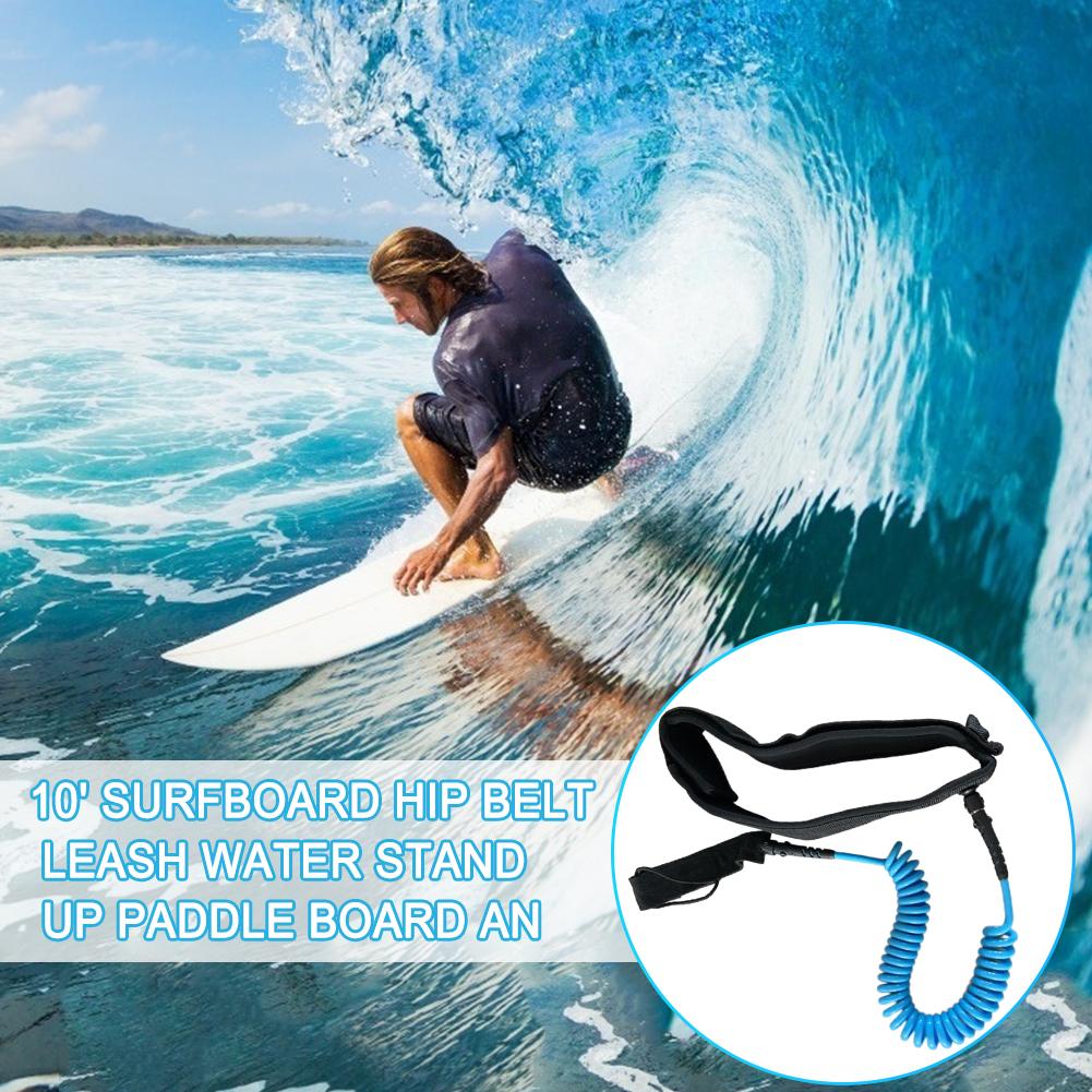 Coiled Leash Maximum Tensile Length Up To 10 Feet Safety Board Leash Coiled Surfing Leash for Surfing Beginner Practicing Supply