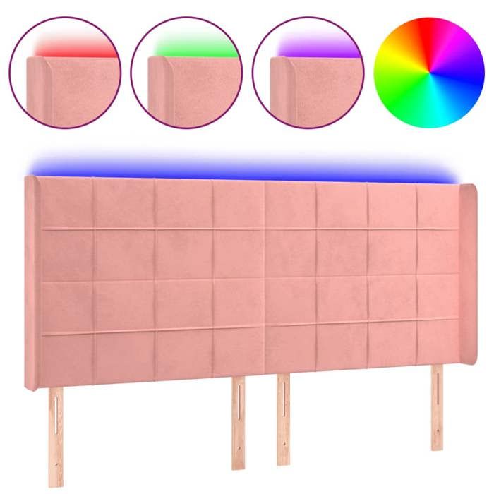 VidaXL Tête de Lit à LED Meuble de Chambre à Coucher Accessoire de Lit Double Tête de Cadre de Lit Intérieur Rose 3124119