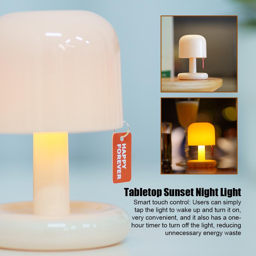 

QV-10 Mini Rechargeable PC LED Table Lamp Smart Sensor Bedside Sunset Night Light for Bedroom A