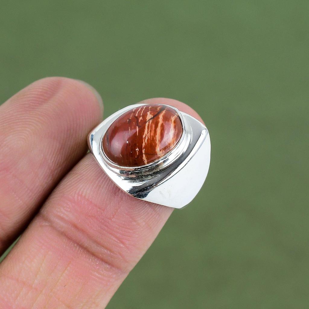 Red Snakeskin Jasper Ring 925 Sterling Silver Ring Original Gemstone Ring Handmade Jewelry Amazing Ring Gift For Love Available In Ring Size