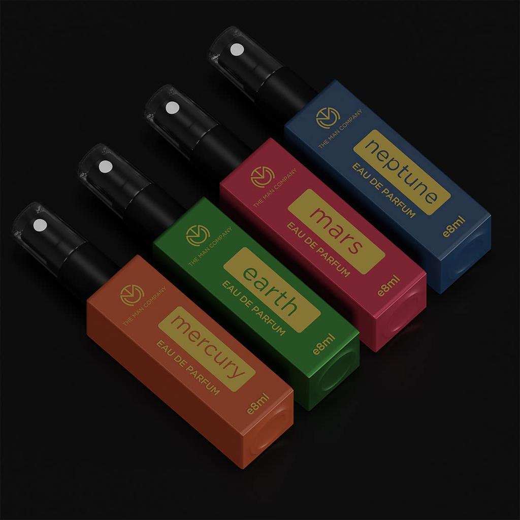 The Man Company Everyday Use Pocket Perfume for Men 4 * 8 ml With Mercury, Earth, Mars & Neptune for Office, Parties, Date & Travelling