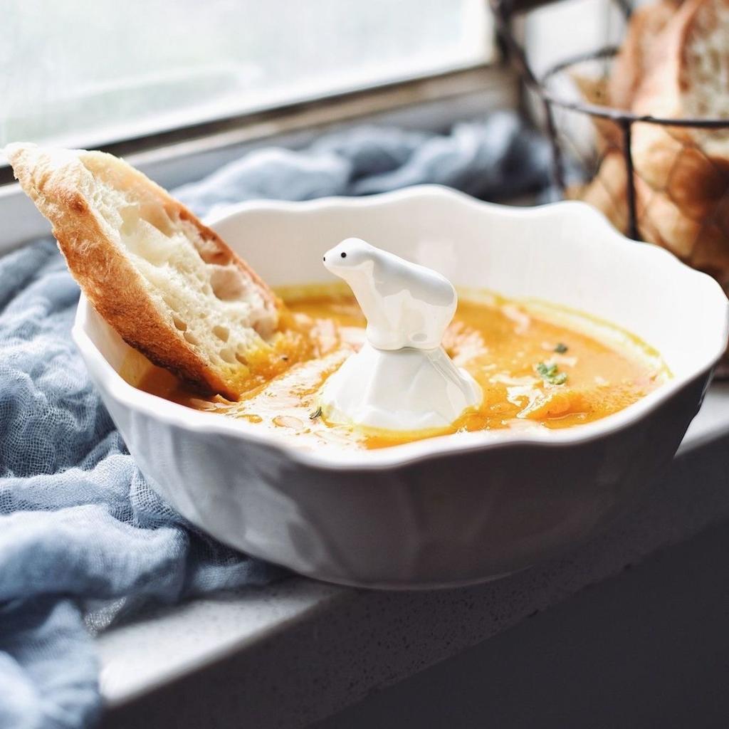 Large Ceramic Bowl with Polar Bear Design – Breakfast, Noodles, Salad