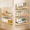 Wooden Material Spice Rack Shelf No Drill Installation Wall Storage Rack  Living Room Use