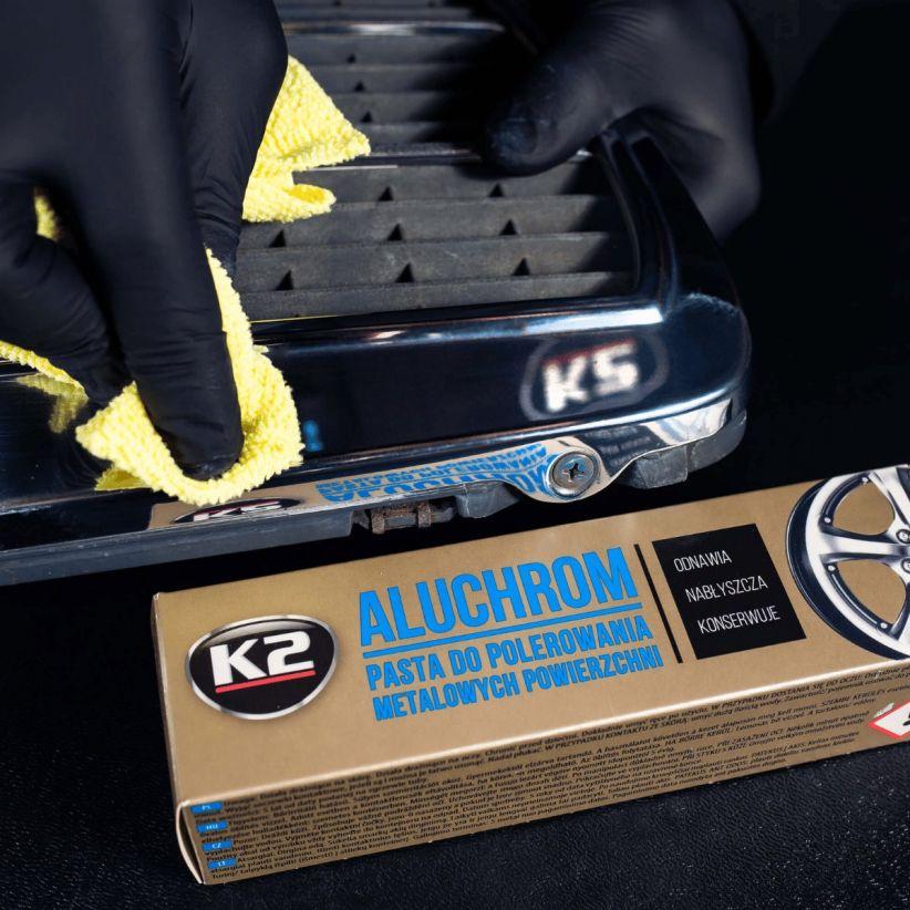 Pasta lucidante per la lucidatura dei metalli k2 aluchrom 120 g finitura a specchio