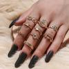 Bohemian Fashion Engraved Pattern Ring Personality Trend Hollow Snake Letter 9 Piece Set Ring Women