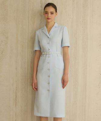 Julie And Kara 25Hs Collar 120 Terroir Line Queen Long Tweed Dress Sky Blue