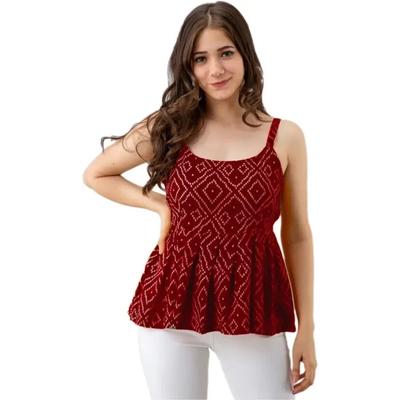 Women Designer Casual Sleeveless Printed Top Kurta Party Wear Top Tunic Ethnic SC-2127