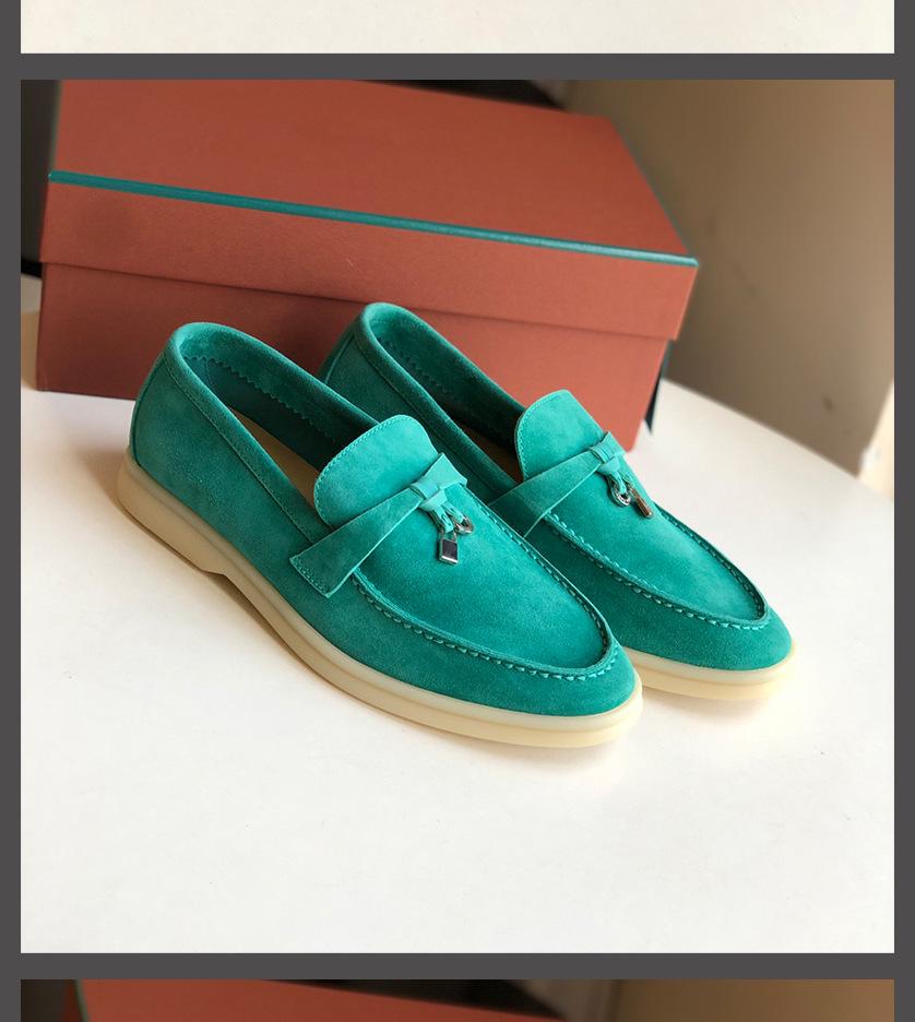 Europeiska & Amerikanska Mockasiner i Kohud - Mjuk Sula Brittisk Stil Slip-on Dam Casual Skor