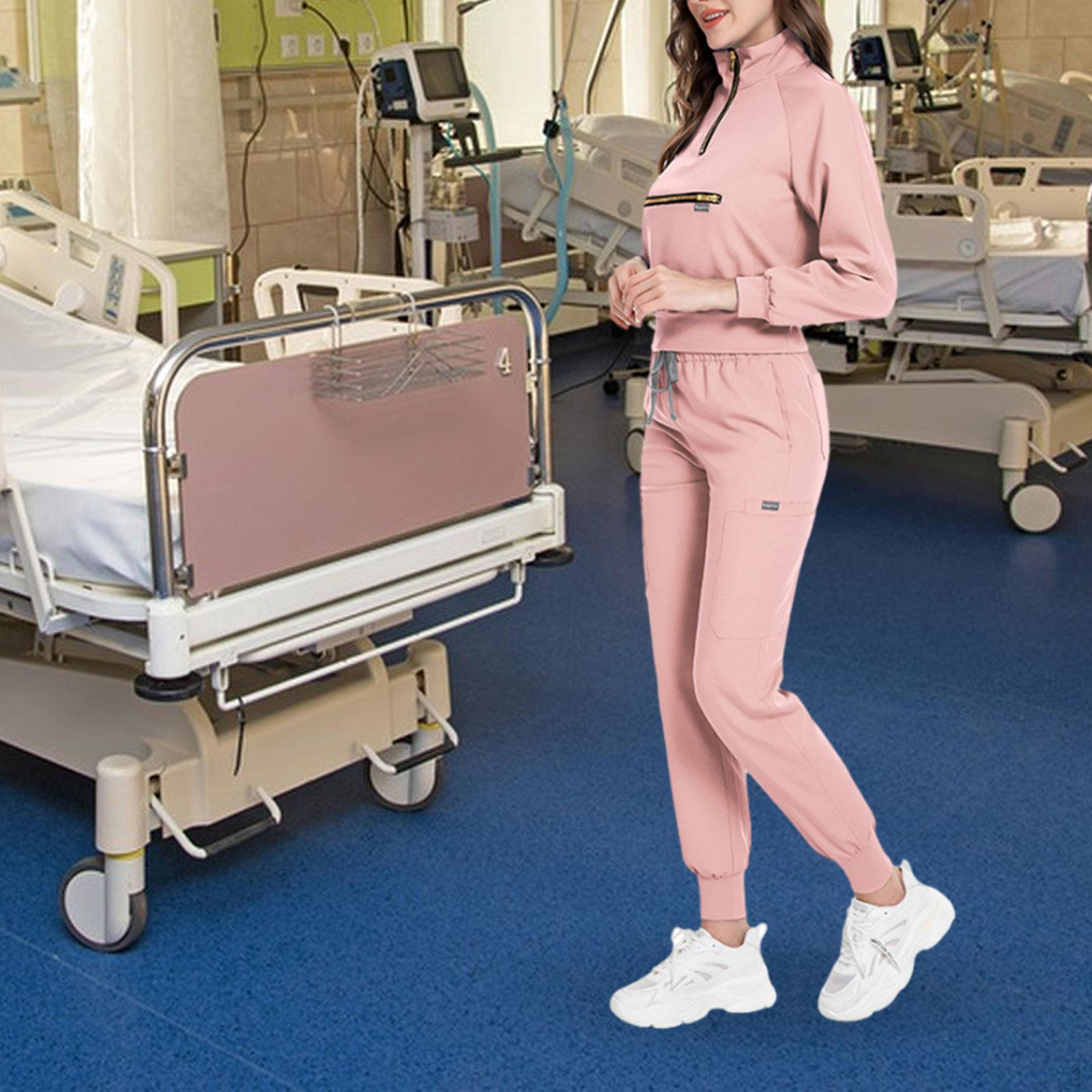 

Комплект хирургических халатов для мужчин и женщин, топы и брюки, машинная стирка, рабочая одежда для медсестер, униформа для медсестер, быстрая стирка L pink