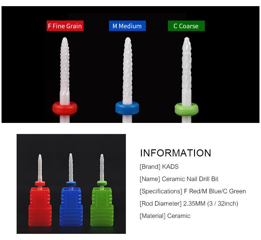 kads Ceramic Nail Drill Bits For Electric Manicure Drill & Accessory Milling Cutters for Machine Electric Nail File Bit