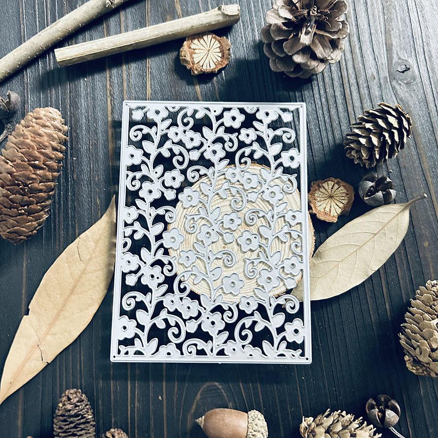 Flower Background Frame Metal Cutting Dies Stencil for DIY Scrapbooking Photo Album Embossing Paper Cards Crafts Diecuts