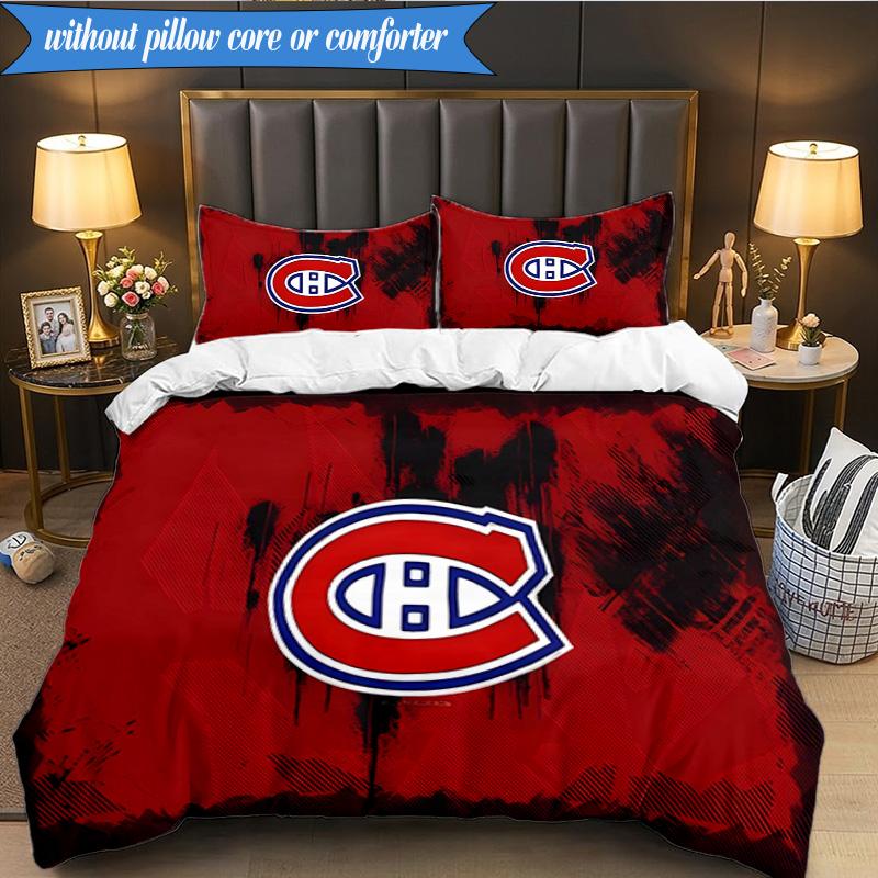 3PCS Canadiens Bedding Set Duvet Cover Closure Includes 1 Duvet Cover & 2 Pillowcases for All Seasons Bedroom Decor Christmas Fan gifts