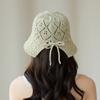 Hollow Knitted Bucket Cap, Rear Split Basin Cap, Summer Breathable Sunscreen Visor, Outdoor Travel Shows A Small Face