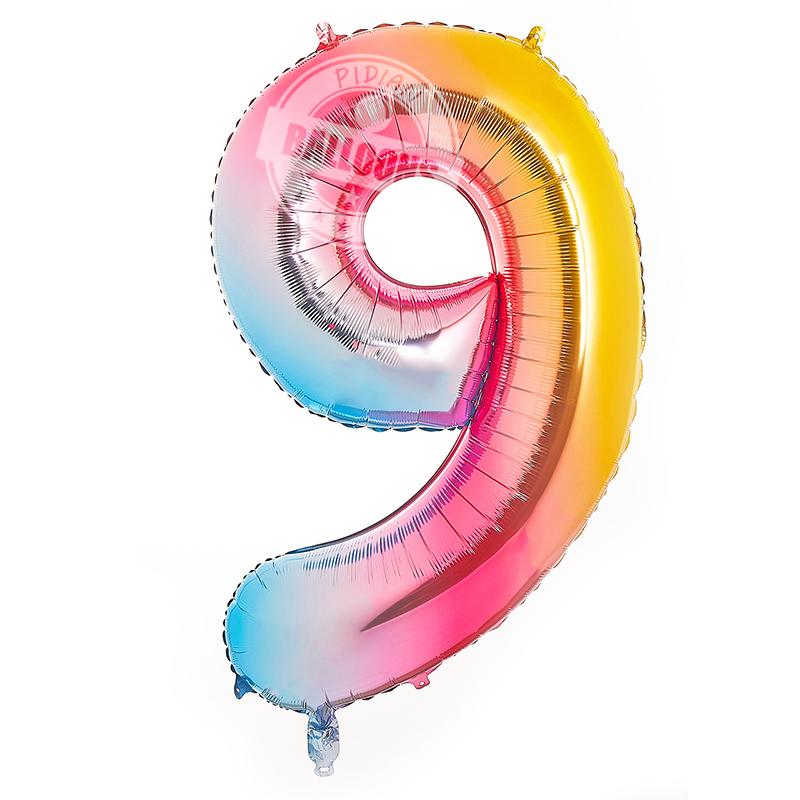 40palcové Duhové Fóliové Balónky s Čísly 0-9 Všechno Nejlepší k Narozeninám Svatba Party Dekorace Dospělý Barevný Héliový Balón Globos Dětský Dárek