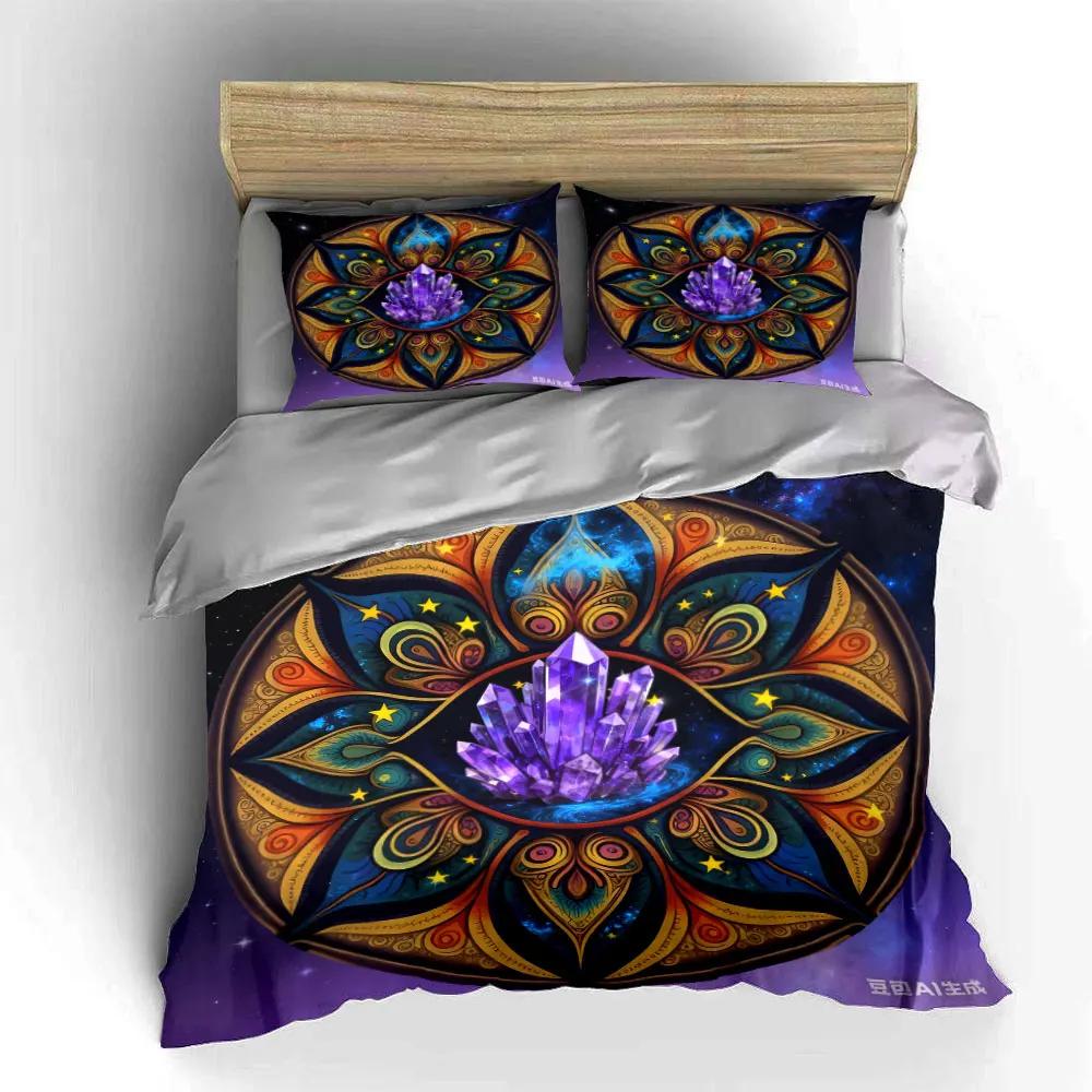 Colorful Mandala Crystal Decor 3PC Multiple sizes kid's and adults' bedroom Exquisite 3PC bedding set gift