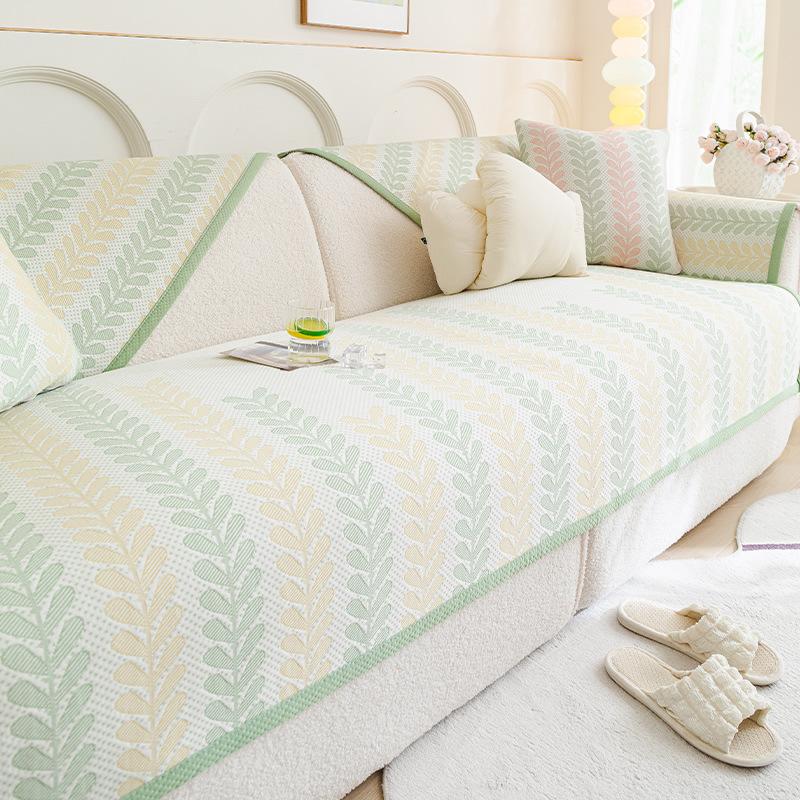 Ice Silk Sofa Cushion, Summer Sofa Mat Cushion  New Fixed Non-Slip Seat Cushion, Summer Advanced Feeling Cover Cloth