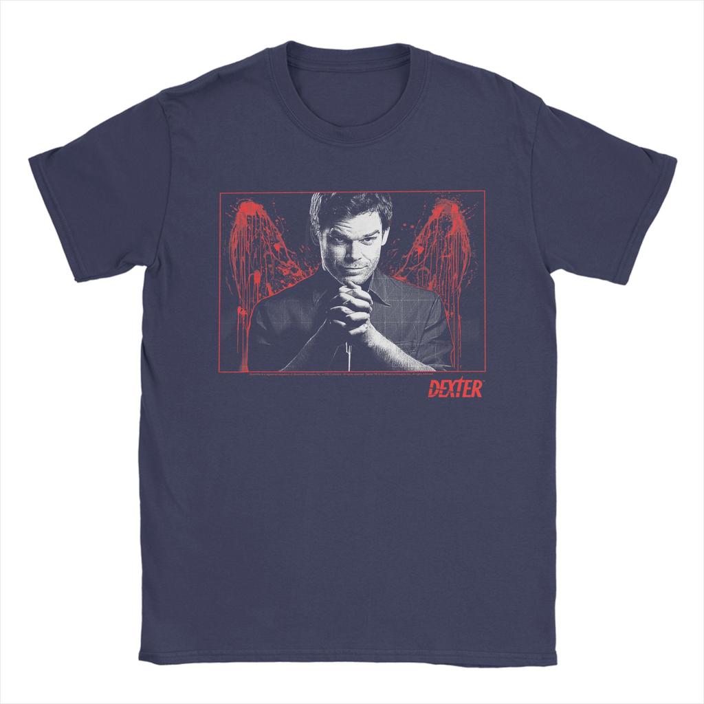 Dexter Blood Splatter Wings TV Show T-Shirt Summer Popular T-Shirts Men Cotton O-Neck Plus Size 5XL Tees Short Sleeve Y2K Tops