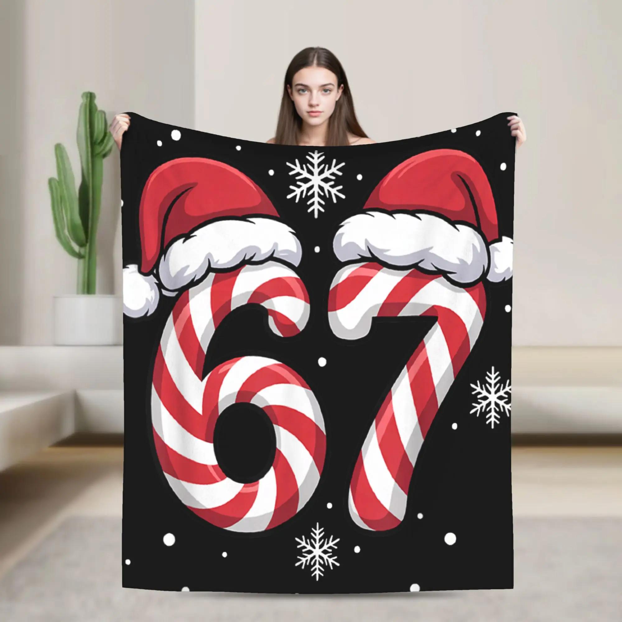 Viral Candy Canes Santa Holiday Humor Blanket Warm Plush Throw for Kids Couch Chair Sofa Bed Flannel Bedspread 100x150cm