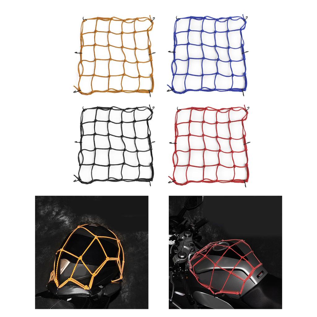 Motorcycle Reflective Cargo Net 16"x16" Bungee Cargo Net Stretchable Luggage Thicken Netting FuelTank Helmets Mesh