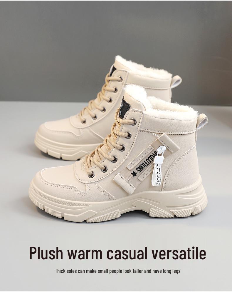Winter 2024 Damen Trendige Dickbesohlte Fleecegefütterte Martin Boots