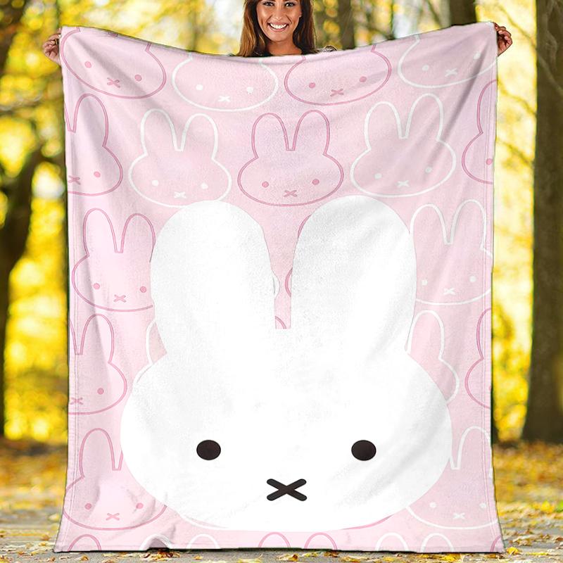 Miffy printed blanket—lightweight,soft,warm;versatile blanket all seasons—perfect as &air-conditioning throw,nap blanket