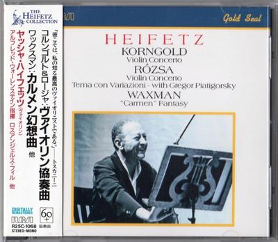 CD JASCHA HEIFETZ? KORNGOLD? RODGERS?  - Houslový koncert & Carmenova fantazie R25C1068 Japonsko ObiKlasická Použité