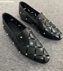 Fashion Round Toe Slip On Summer Black Shoes 2025 New Fashion Men Casual Shoes Rivet Breathable Leather Flat Sole Novelty Sandals