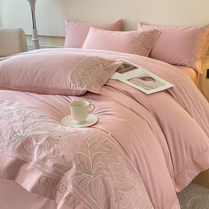 Premium Sense Maternal and Infant Grade Class A 80 Long-staple Cotton 4pcs Quilt Cover Pure Cotton Sheet Light Luxury Embroidery Bedding 4