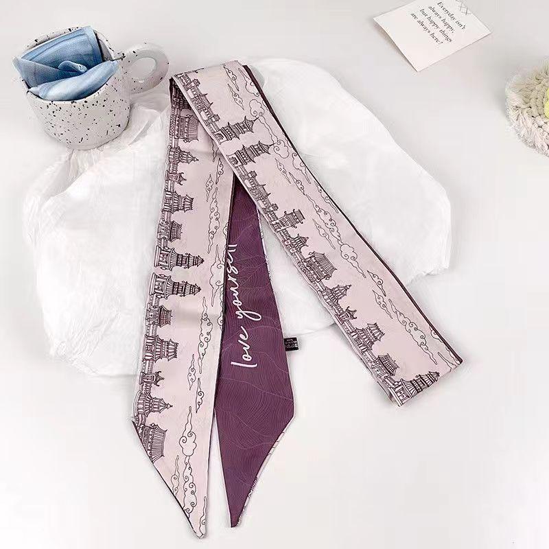 Korean Style Silk Scarf and Hairband Set - Versatile Women's Accessory for Summer