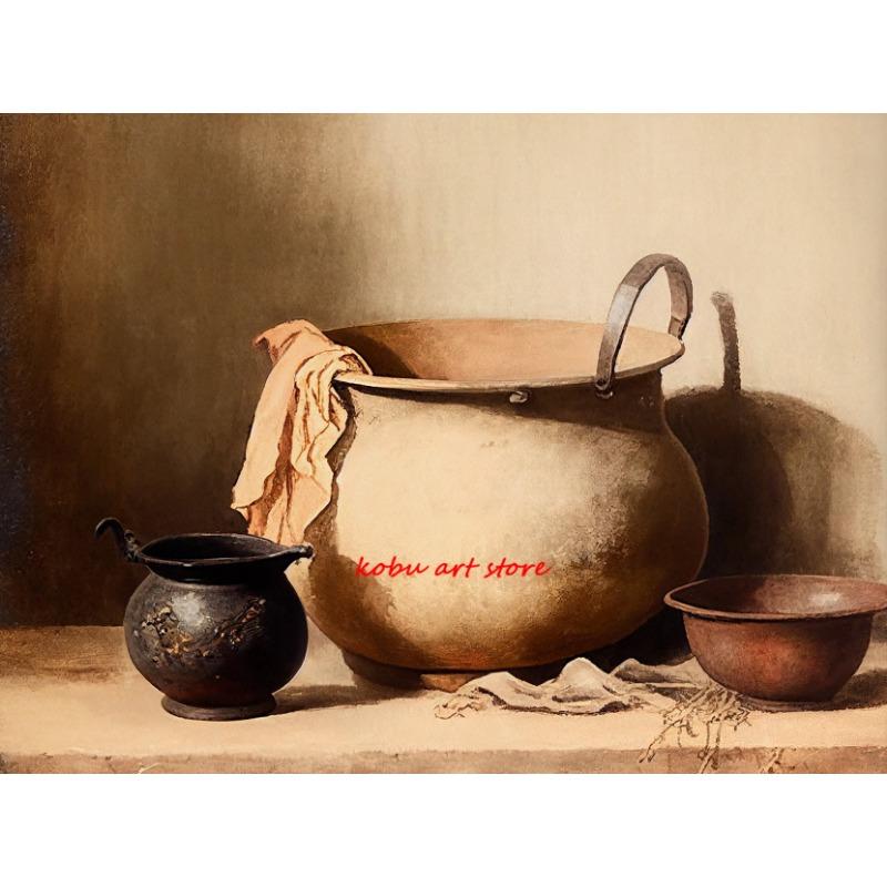 Vintage Flower Pots Jugs Apple Still Life Poster Farmhouse Print Canvas Painting Retro Wall Art Picture Kitchen Room Home Decor