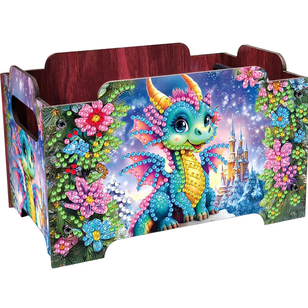 DIY Diamond Painting Crystal Mosaic Storage Container Wooden Crystal Storage Handbag Kit Handmade Storage Clutch for Home Decor