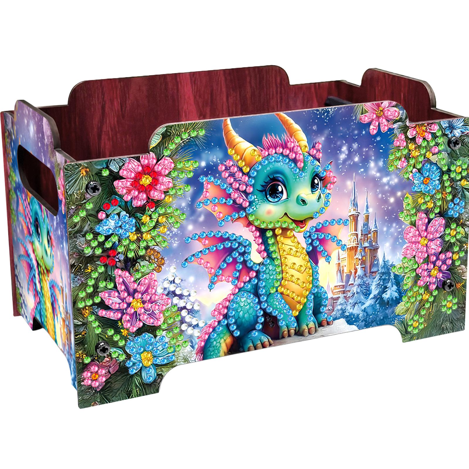 

DIY Diamond Painting Crystal Mosaic Storage Container Partial Drill Crystal Storage Handbag Kit Wooden for Desktop Diamond Art