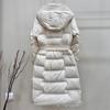 Warm Thickened Slim Fit Down Coat Long Hooded Knee Length Solid Color Casual Waist Slimming Winter Jacket