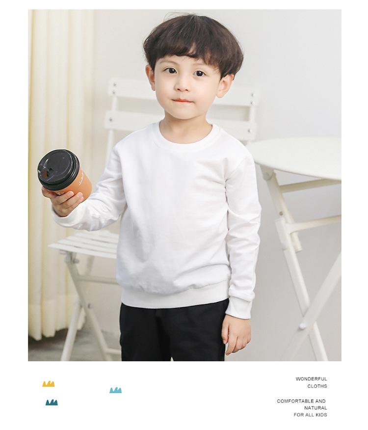 Children's Spring Collection Korean-Style Solid Color Hoodie - Trendy Long Sleeve Round Neck for Boys & Girls