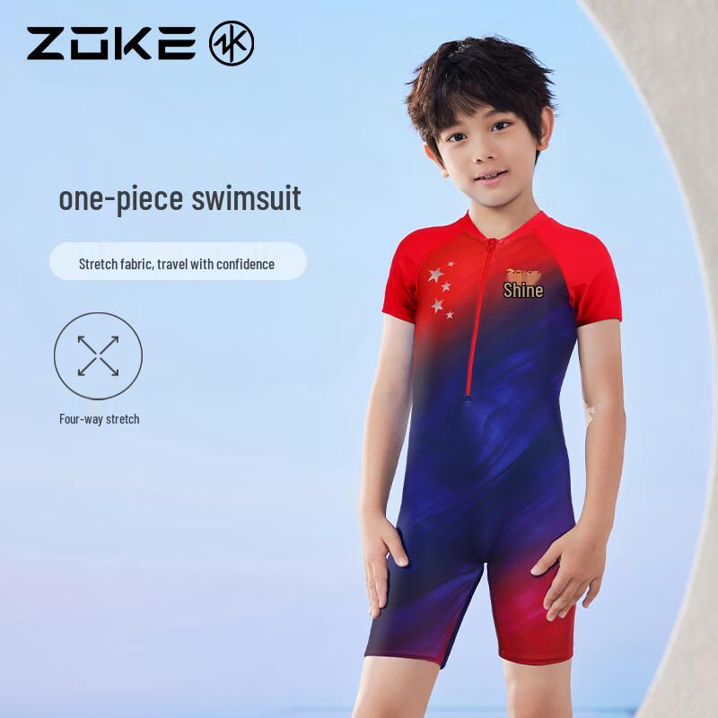 ZOKE Boys' One-Piece Short-Sleeve Swimsuit