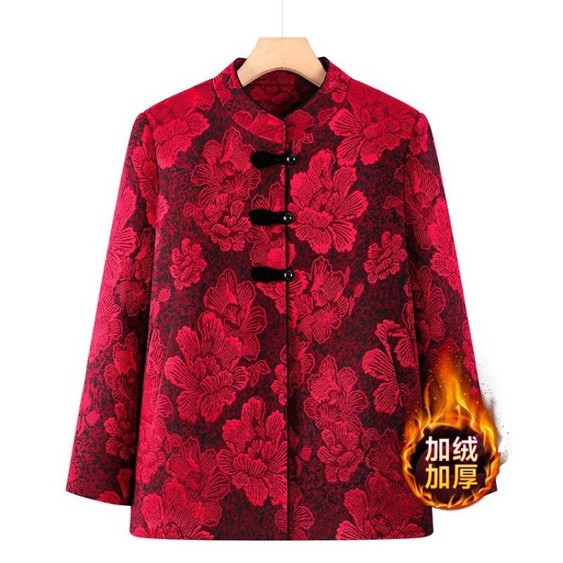 

Зимнее пальто бабушки Си бархат жена топ старое свадебное платье красное 5XL [recommended 150-80kg]