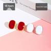 Gold-Plated Red & White Soy Milk Drop Earrings - French Retro Minimalist Oval Design for Women.