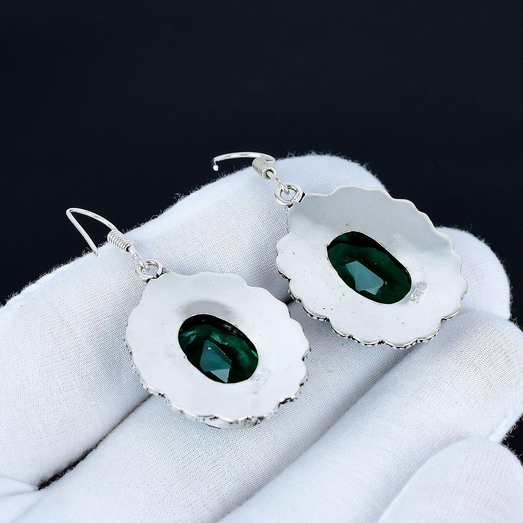 Green Tourmaline Gemstone Earrings, 925 Sterling Silver Earrings, Handmade Silver Earrings For Gift, Tourmaline Dangle Drop Earrings For Love Gift