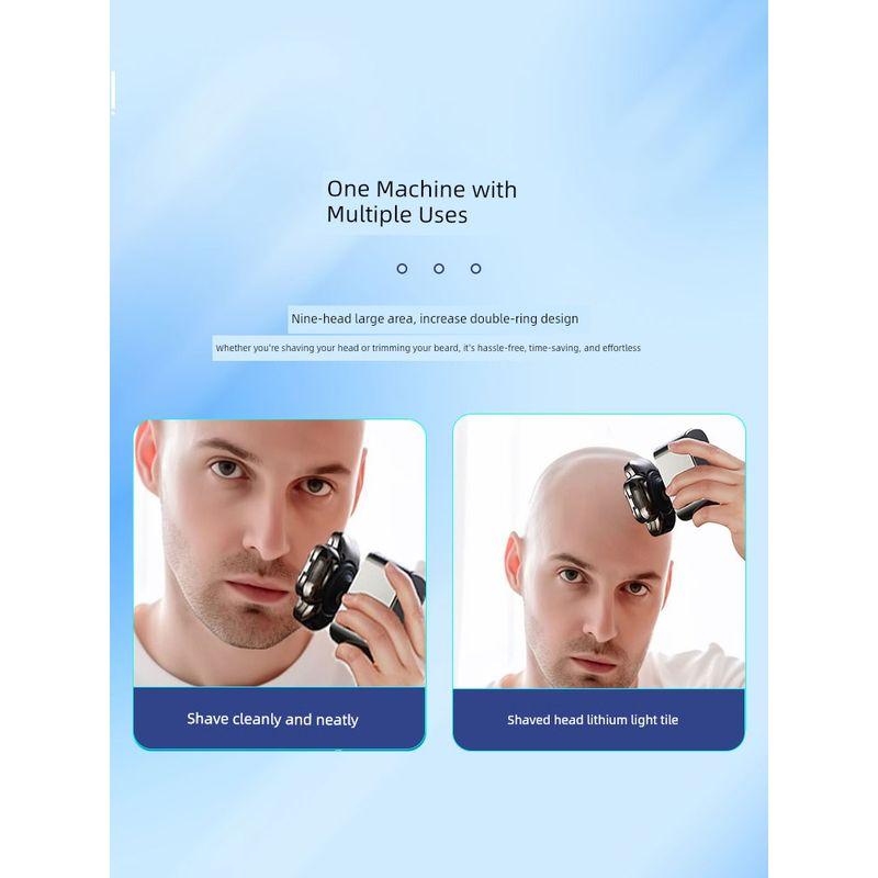 York Nine-Blade Bald Head Shaver, Specialized Shaving Razor for Bald Heads, Hair Clipper, Fully Washable Razor for Self-Shaving