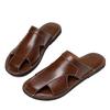 Men's Versatile Genuine Leather Beach Sandals, Sizes 46-47, Soft Sole Cowhide Summer Thong Slippers