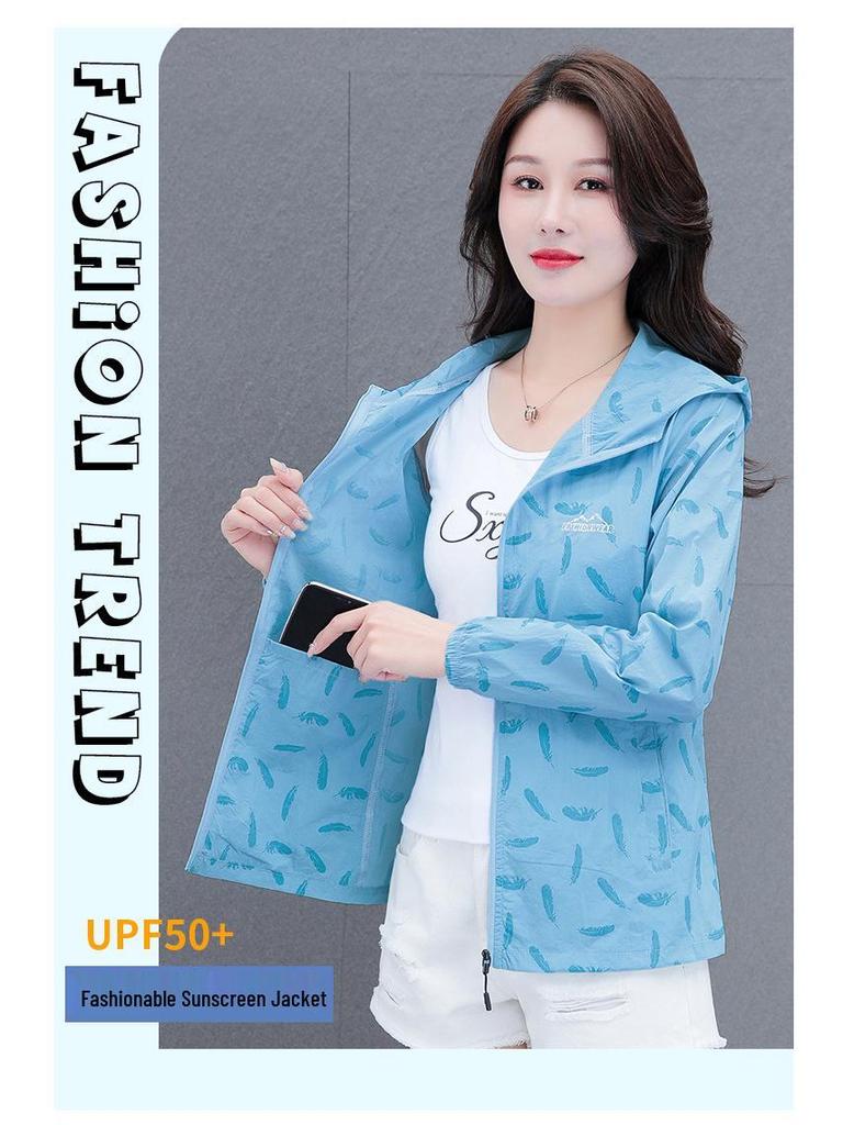 Dámská bunda s ochranou proti slunci 2024: Nadměrná velikost, Prodyšný, Odolný proti UV záření, Lehký, Letní styl.