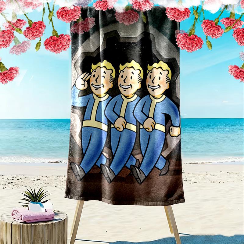 Fallout Print Beach Towel, Large Soft Quick Dry Towel for Beach Camping Swimming