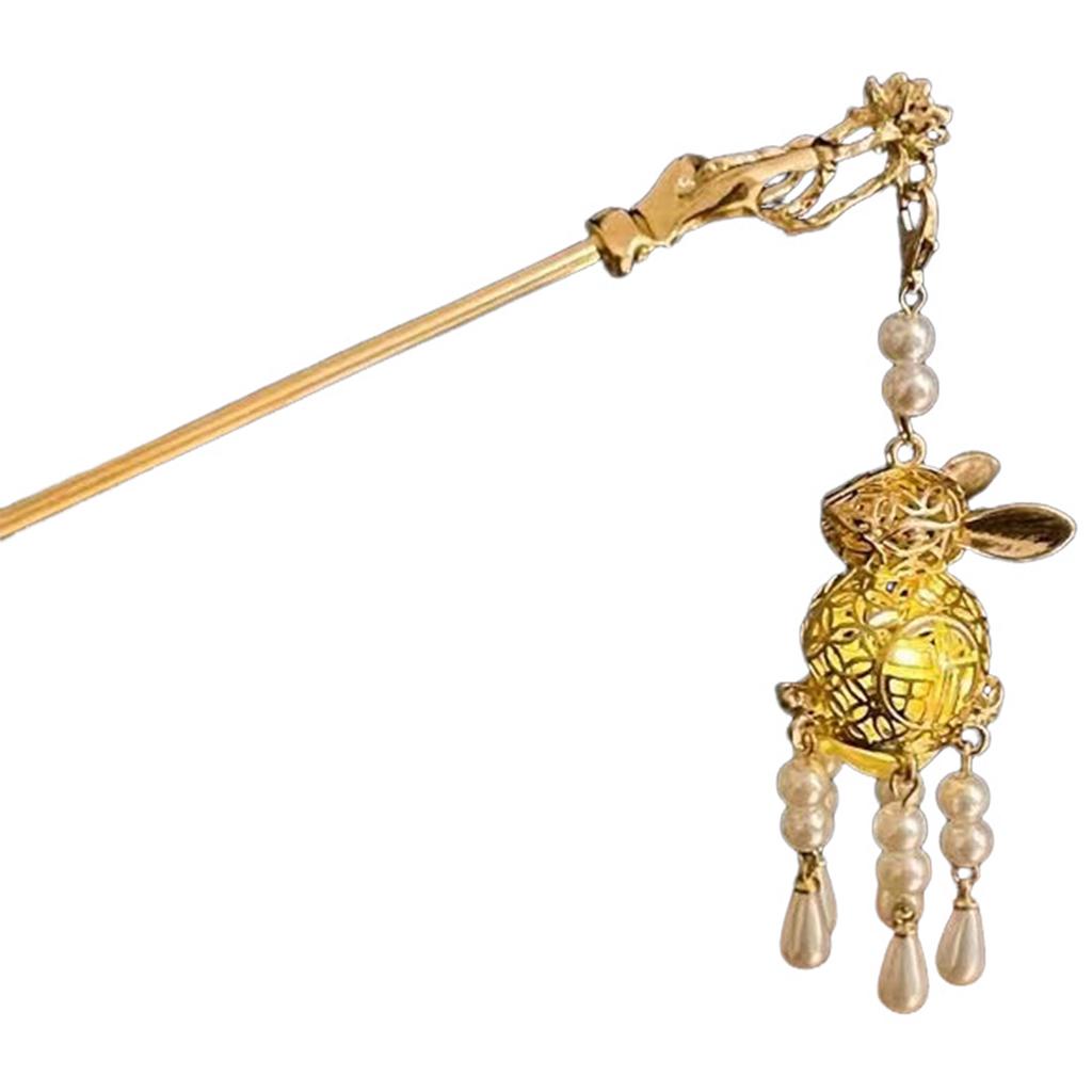 Chinese Style Flower Hairpin Female Creative Lotus Lantern Tassel Hairpin Retro Metal Hair Accessories Hanfu Hair Accessories