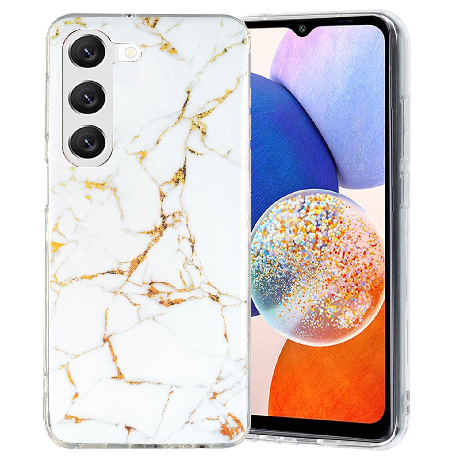 

For Samsung Galaxy A14 5G/4G IMD Marble Pattern TPU Case Drop Resistant Back Protector Phone Cover White
