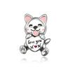 S925 Silver Cute Dog Charms Bead Keychain Animal Puppy Teddy Yorkshire Terrier Crab Paw Whale Rooster Snake Crocodile Jewelry