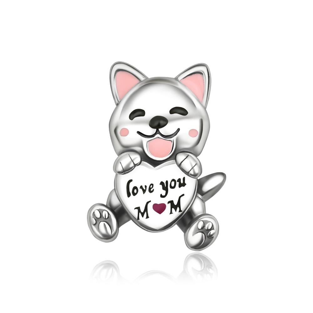 S925 Silver Cute Dog Charms Bead Keychain Animal Puppy Teddy Yorkshire Terrier Crab Paw Whale Rooster Snake Crocodile Jewelry