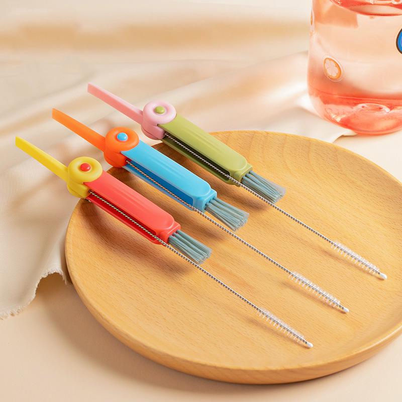 Multifunctional Crevice & Lid Cleaning Brush Set for Thermos & Cups Early Bird Straw Brush Misty Blue