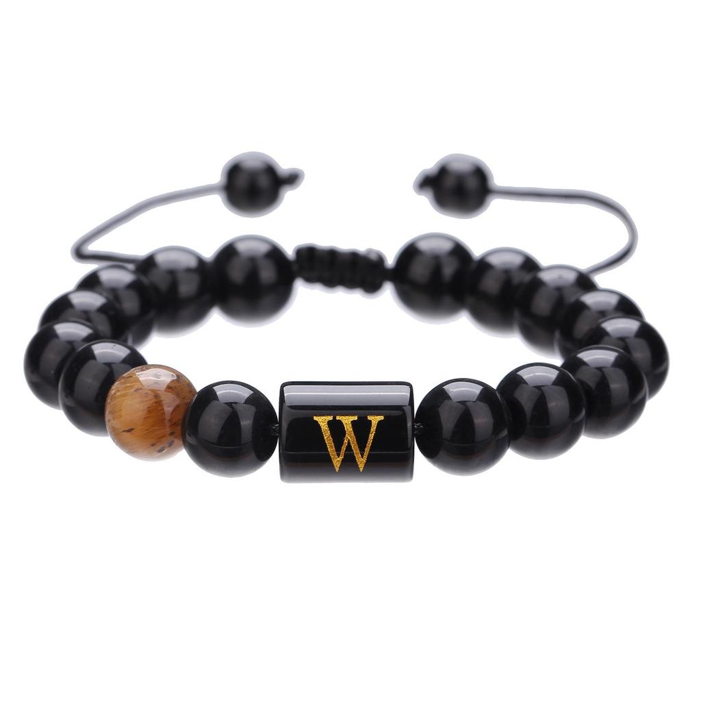 Black Diamond & Tiger Eye Beaded Adjustable Couple Bracelet - Men's Jewelry