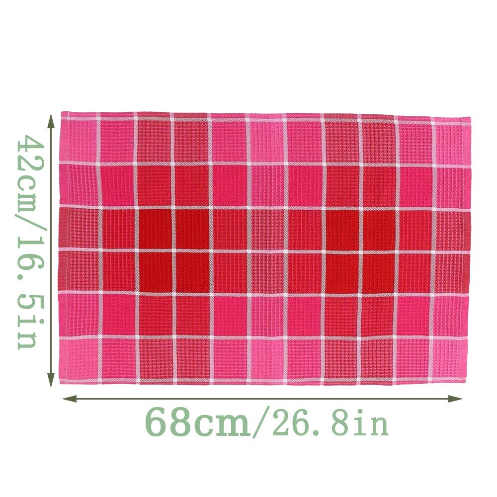Colorful Plaid Polyester-Cotton Waffle Weave Kitchen Towel